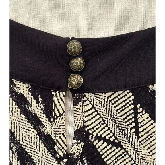 Monsoon Womens Sleeveless Maxi Dress Black Tan Snake Chevron PrintUS 14 NEW